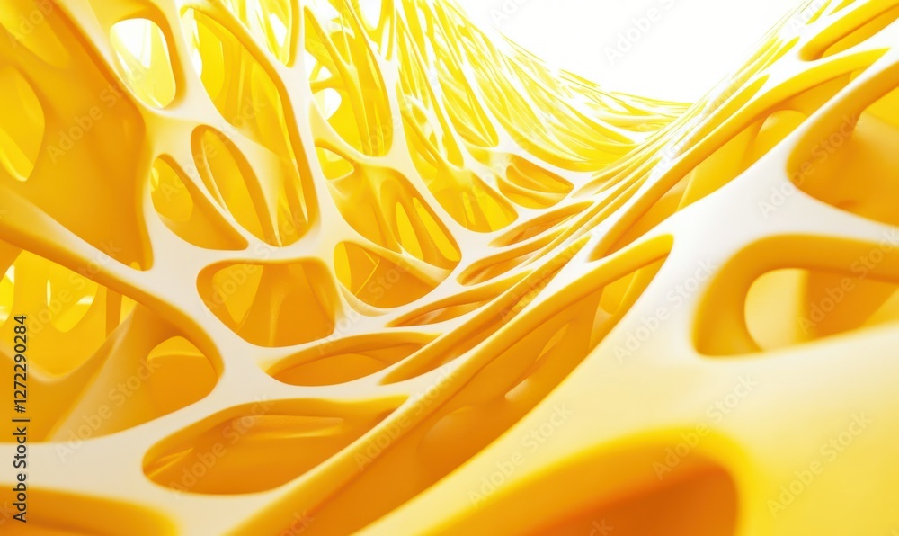 Aufkleber a 3d rendered design featuring a yellow geometric pattern in an abstract style.