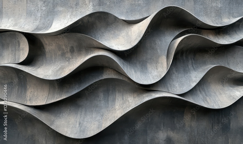 Poster a background of abstract gray waves in 3d, enhanced with a concrete texture.