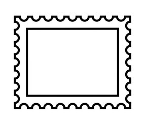 Postage stamp silhouette black outline transparent background horizontal isolated transparent background