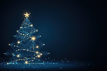 Abstract Network Christmas Tree Design With Lights