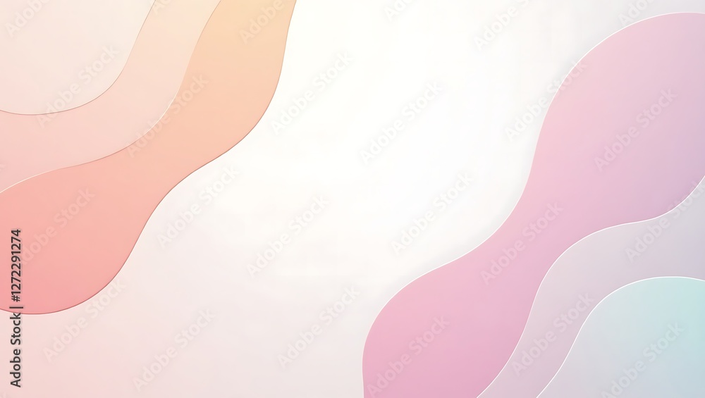 Poster soft pastel gradient waves flowing across the background in smooth curves