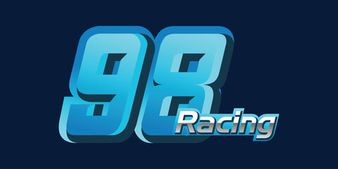 Racing number 98, racing start number, sports racing number