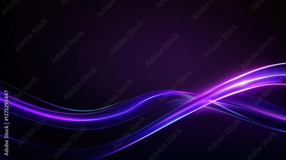 Poster a captivating abstract background featuring flowing purple waves on a dark backdrop. ideal for digit