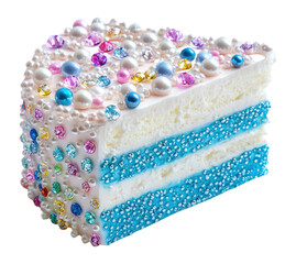 PNG Fancy white and blue and white layered cake colorful dessert pearl.