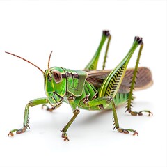 Fototapeta premium Tranquil Grasshopper Among Vibrant Tropical Leaves