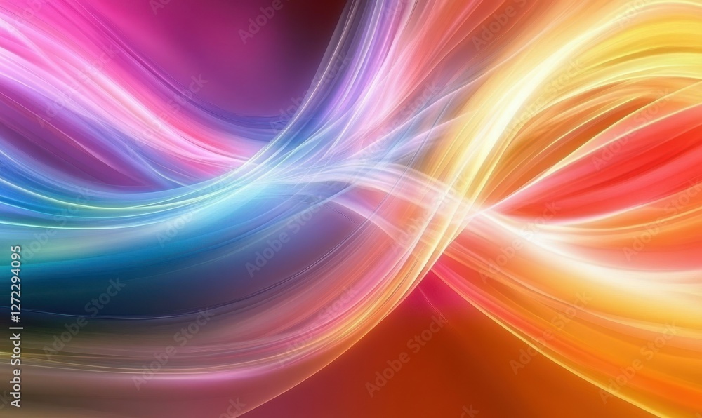 Poster abstract digital art of colorful curved lines creating a futuristic flowing pattern, symbolizing mot