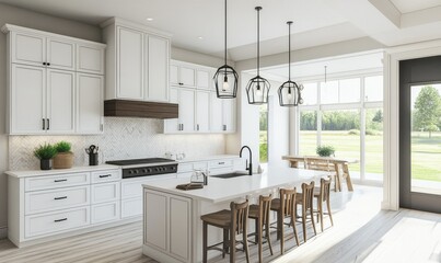 Modern White Kitchen in Estate Home