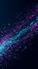 Fototapeta premium Abstract digital wave of neon lights with blue and pink particle streams