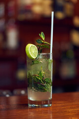 Classic Mojito Cocktail with Fresh Mint and Lime