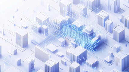 Fototapeta premium A futuristic smart city with digital connections glowing in blue showing advanced urban technology automation and network infrastructure 