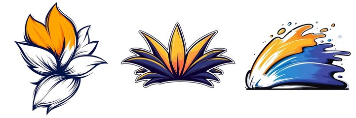 Fototapeta premium Flower and Wave Design with Vibrant Colors