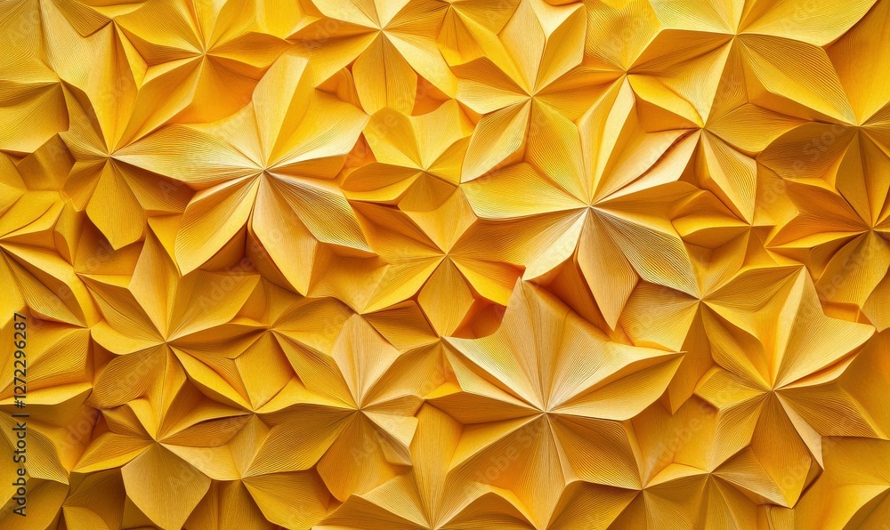 Poster a yellow background design with an abstract 3d geometric pattern.
