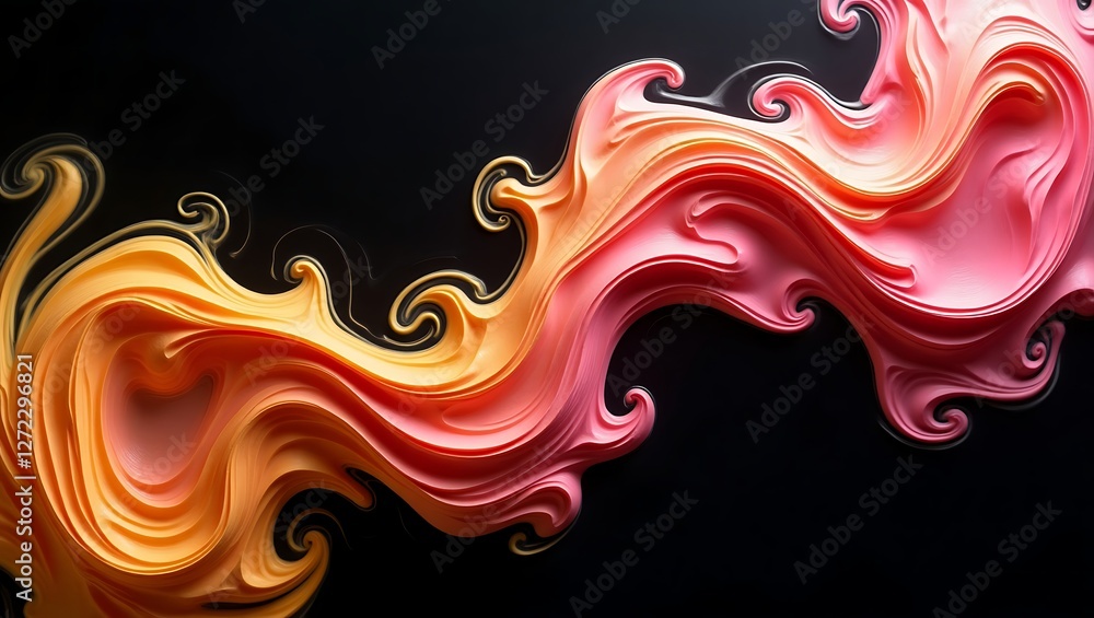 Poster vibrant and dynamic abstract swirl pattern with colorful gradient waves and fluid motion design.