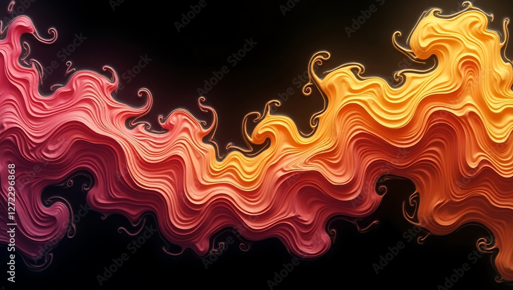 Poster vibrant and dynamic abstract swirl pattern with colorful gradient waves and fluid motion design.