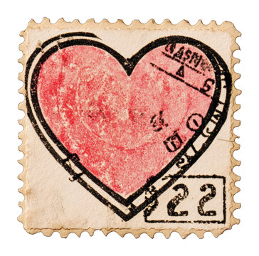 Naklejki PNG Heart shape postage stamp vintage illustration dessert.