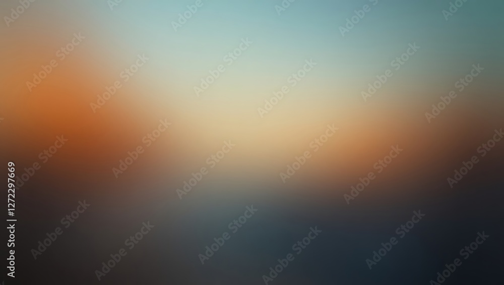 Poster blurred abstract sunset background with warm orange and blue gradient tones creating a soft dreamy e
