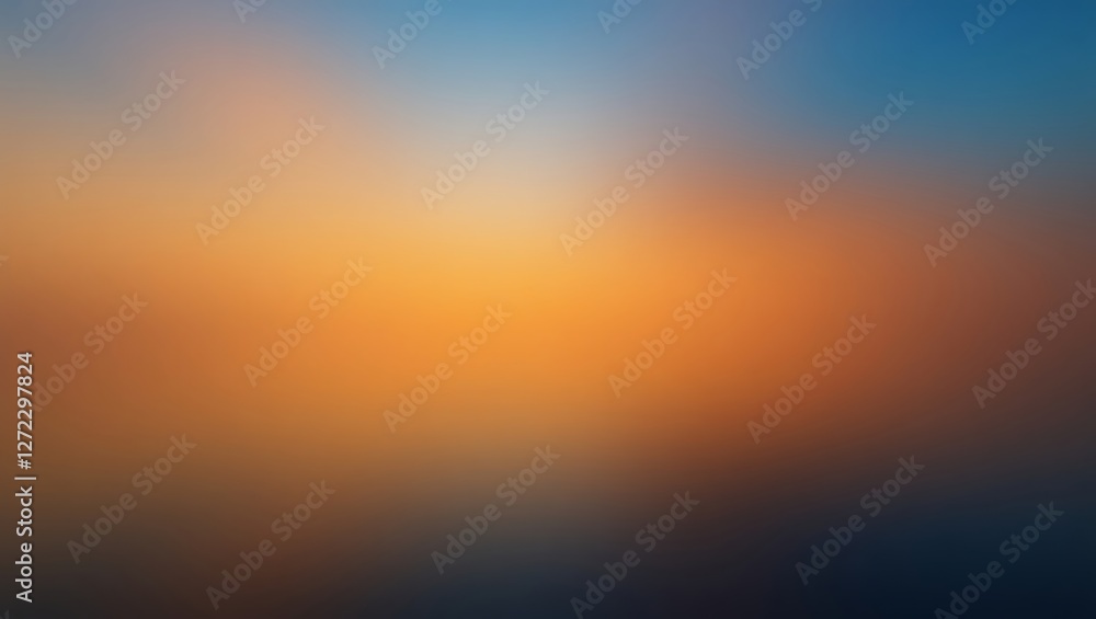Poster blurred abstract sunset background with warm orange and blue gradient tones creating a soft dreamy e