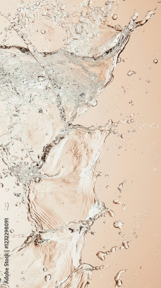 Poster sprightly droplets dance through the air, caught in the moment as clean water splashes energetically