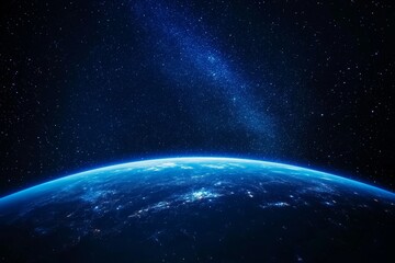 Blue planet with a starry sky
