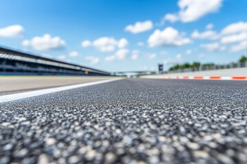 Close up of a race track with a cloudy sky in the background