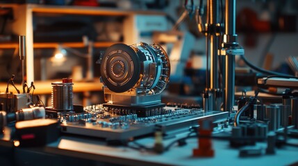 Fototapeta premium High-Tech Precision Engineering: Close-up of Advanced Device on Circuit Board