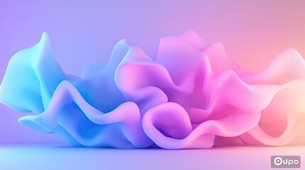 Abstract wavy structure with pastel gradient colors is displayed