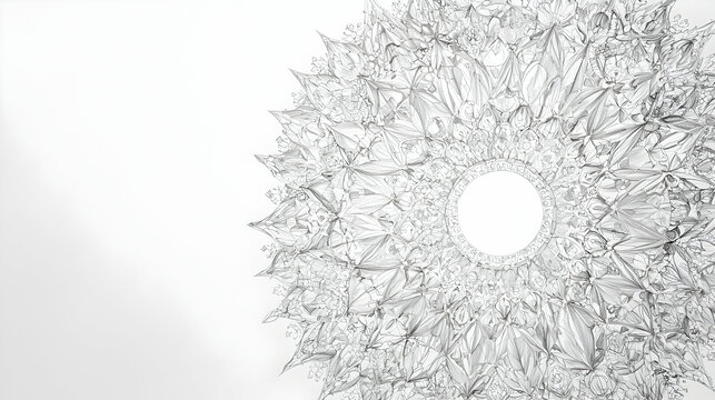 Abstract circular design, intricate patterns, detailed lines, white background. Possible use graphic element, template