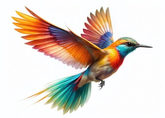 Obraz premium Long Exposure Bird in Flight, Clean White Background Stock Photo