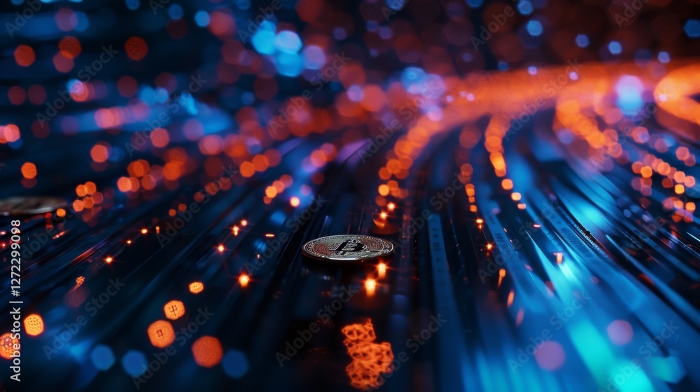 Aufkleber a race track for digital currency with each coin zooming towards the finish line at record speeds.