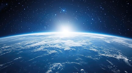Fototapeta premium Earth from space, sunrise, cosmos background, inspirational image