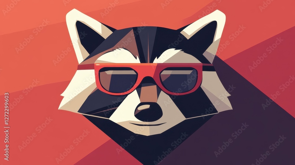 Aufkleber a charming raccoon in a minimalist style, featuring clean lines and a simplistic color palette again