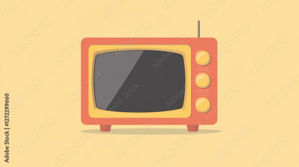 Poster a minimalist tv design with a blank screen, showcasing a clean and basic layout in a 2d vector style