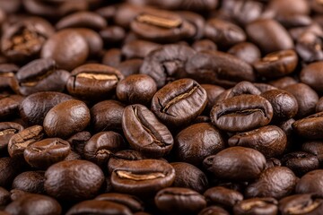 Close up of coffee beans with a lot of detail
