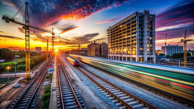 Long Exposure: Commuter Train Passing Kluang, Johor Construction Site