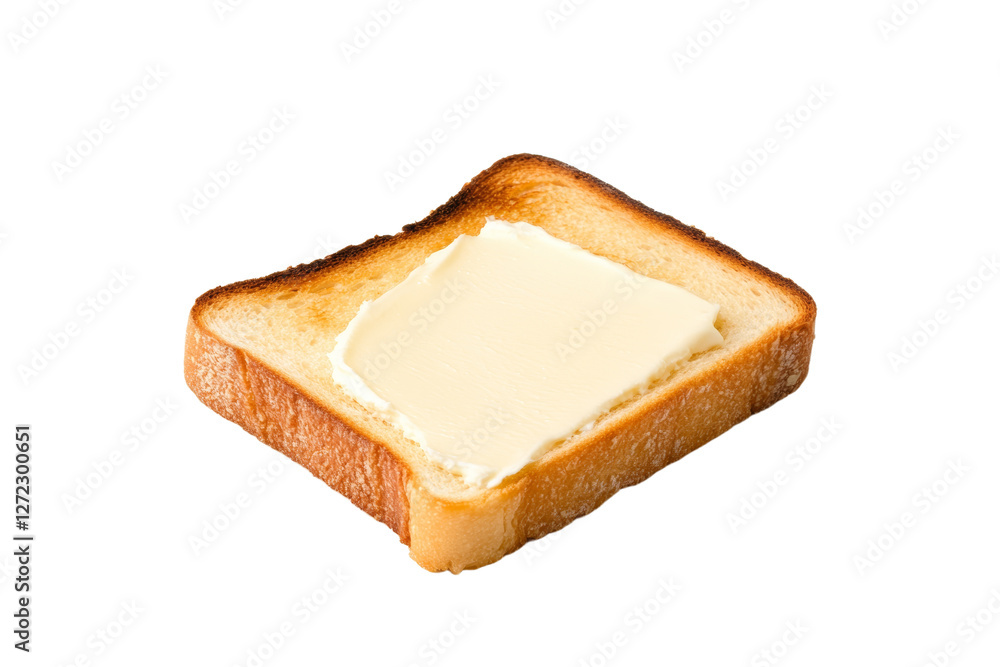 Poster slice of toast with a thin layer of butter on top, isolated