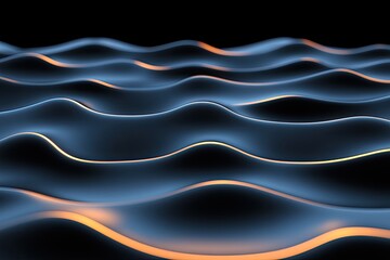 Obraz premium Abstract Blue Waves With Orange Glowing Lines