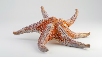 Brown Starfish Isolated on White Background: Detailed Side View of a Marine Sea Star
