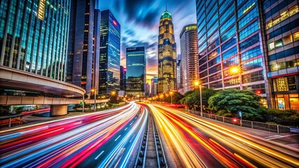Fototapeta premium Long Exposure Light Trails Cityscape Night Photography
