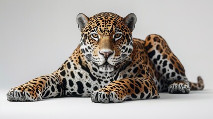 A majestic african leopard stands proudly in the snowy landscape, its powerful presence and elegant whiskers making it a true king of the wild