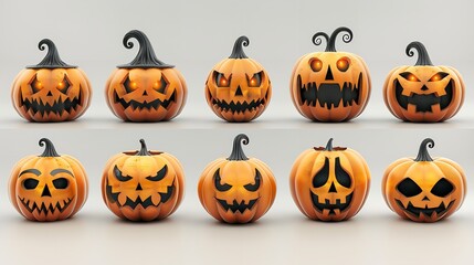 White Background with Halloween Pumpkins, Studio Photography