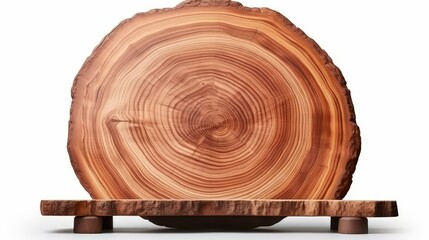 Elegant wooden plate crafted from a tree trunk, offering a natural stand for your prized objects.