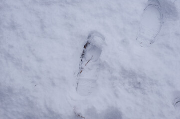 human footprint in the snow
