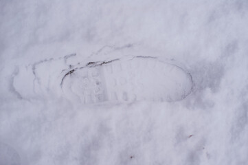 human footprint in the snow