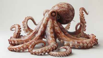A highly detailed digital illustration of an octopus, showcasing its complex textures and vibrant coloration with a focus on realism