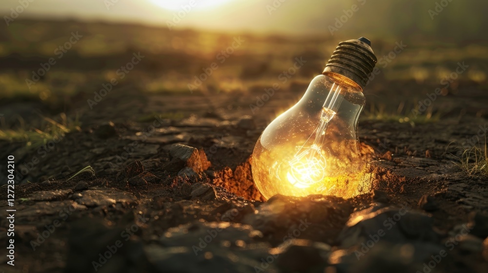 Poster a virtual sinkhole engulfs a lightbulb demonstrating the potential for energyconsuming mining practi
