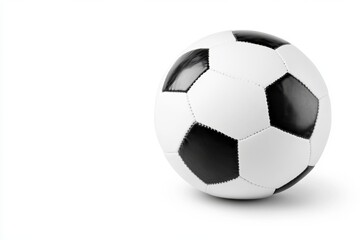 Fototapeta premium White and black soccer ball is sitting on a white background