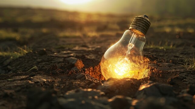 A virtual sinkhole engulfs a lightbulb demonstrating the potential for energyconsuming mining practices to have negative consequences on the environment.