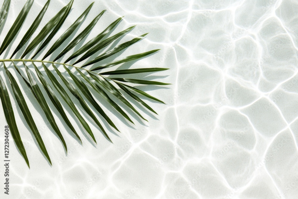 Poster leaf is floating on the surface of a pool of water
