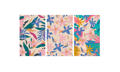 Colorful organic shapes doodle collection. Cute botanical shapes, tropical leaves and flowers, decorative abstract art vector illustration	