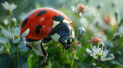 ladybug perched on a leaf, symbolizing nature's resilience and the beauty of small wonders
